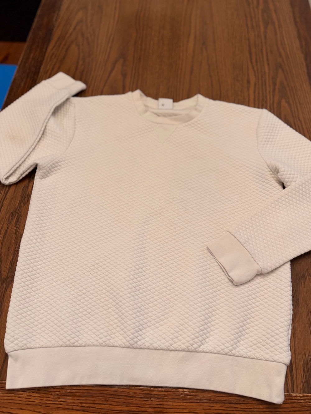 Zara Men's Quilted Crewneck Sweater - Cream